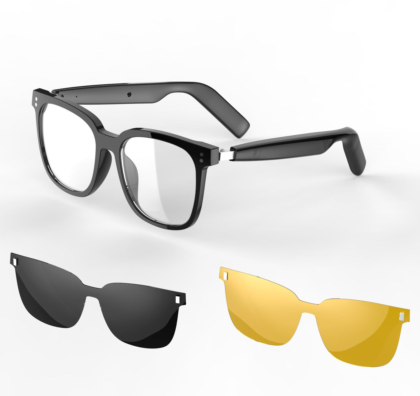 Smarte Audio-Brille Kabellose Bluetooth 5.4 Kopfhörer 3 in 1 Magnetische Clip-On-Brille Anti-Blaulicht Smart Sonnenbrille Wasserdicht Schweißfest Headsets