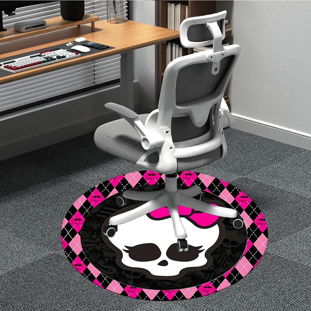 1 Stück Monster High Totenkopf Stuhl Teppich für Büro Rutschfest, Maschinenwaschbarer Teppich für Büro, Raum Urlaubsdekoration für Weihnachten, Geburtstag Polyester 80cm