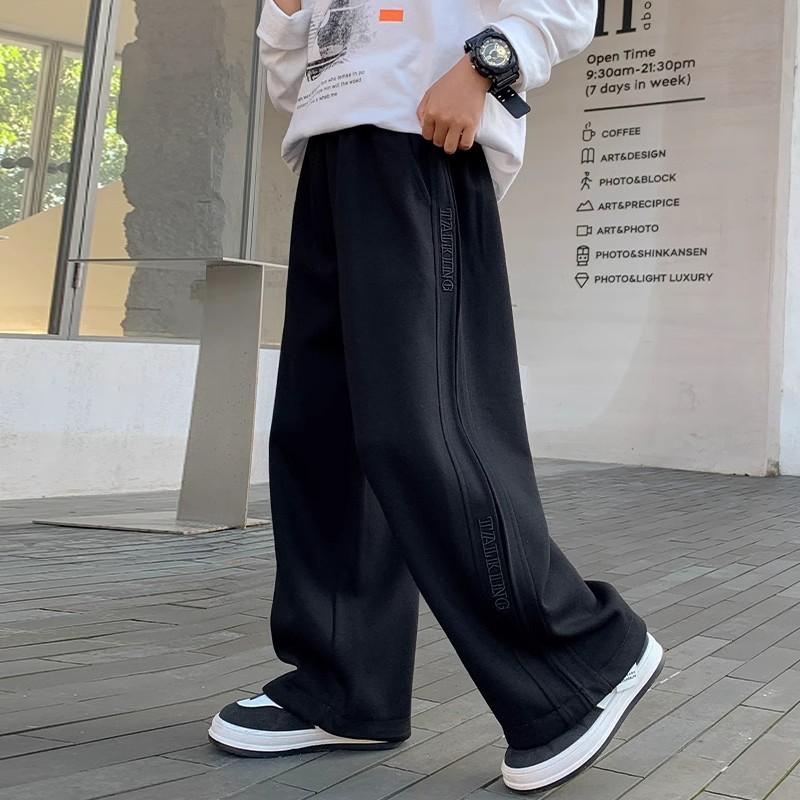 Frühlings- und Herbst-Kinderhosen für Jungen, lässiger Stil, lockere gerade Passform, Sporthosen, Kinder, Schule, sportliche Jogginghosen 150 schwarz