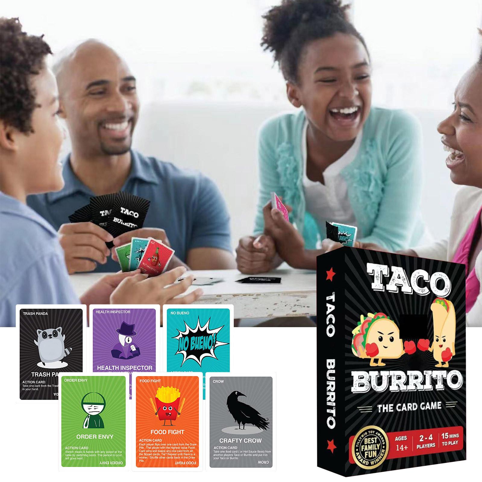 Taco vs. Burrito-Familienbrettspiele für Kinder von 6–8 und 8–12 Jahren und älter – lustige Kartenspiele für Kinder und Familien, Spieleabend für Kinder mit der Familie One Size