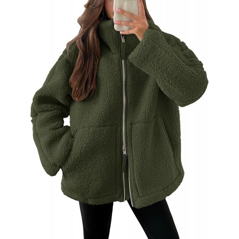 BITCED Damen Vintage Lässig Einfarbiger Druck Herbst Winter Langarm Jacken & Mäntel XL armee grüne