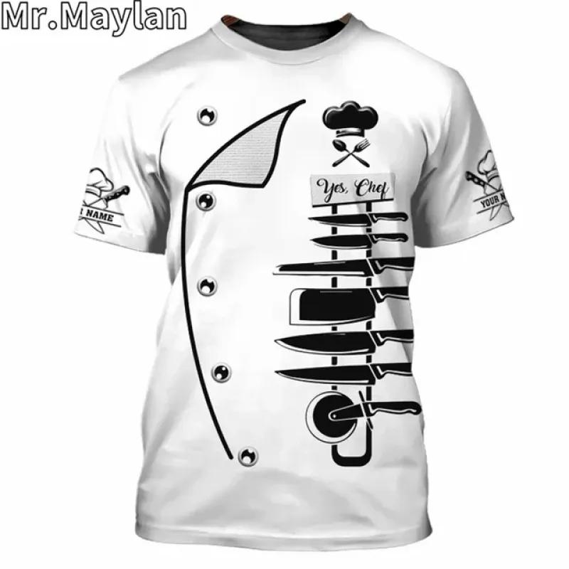 CUSTOM NAME CHEF UNIFORM CHEF MESSER 3D T-shirts für Männer/frauen Casual Streetwear T-shirt Übergroßen 5XL 6XL Jungen Geschenk Kleidung t033 4XL