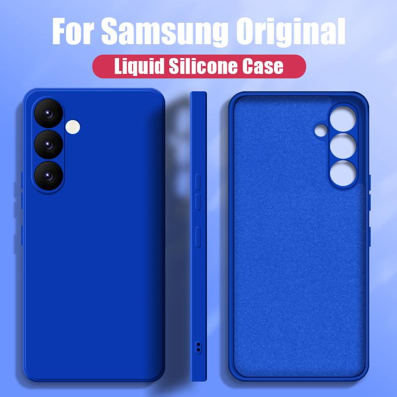 Für Samsung A56 A16 A36 A55 A15 A35 A54 5G Hülle Flüssigsilikon Handyhülle Für Samsung Galaxy S25 Ultra S24 FE S23 S22 S26 S21 A17 A37 A57 Cover Candy Galaxy S21 dunkelblaue