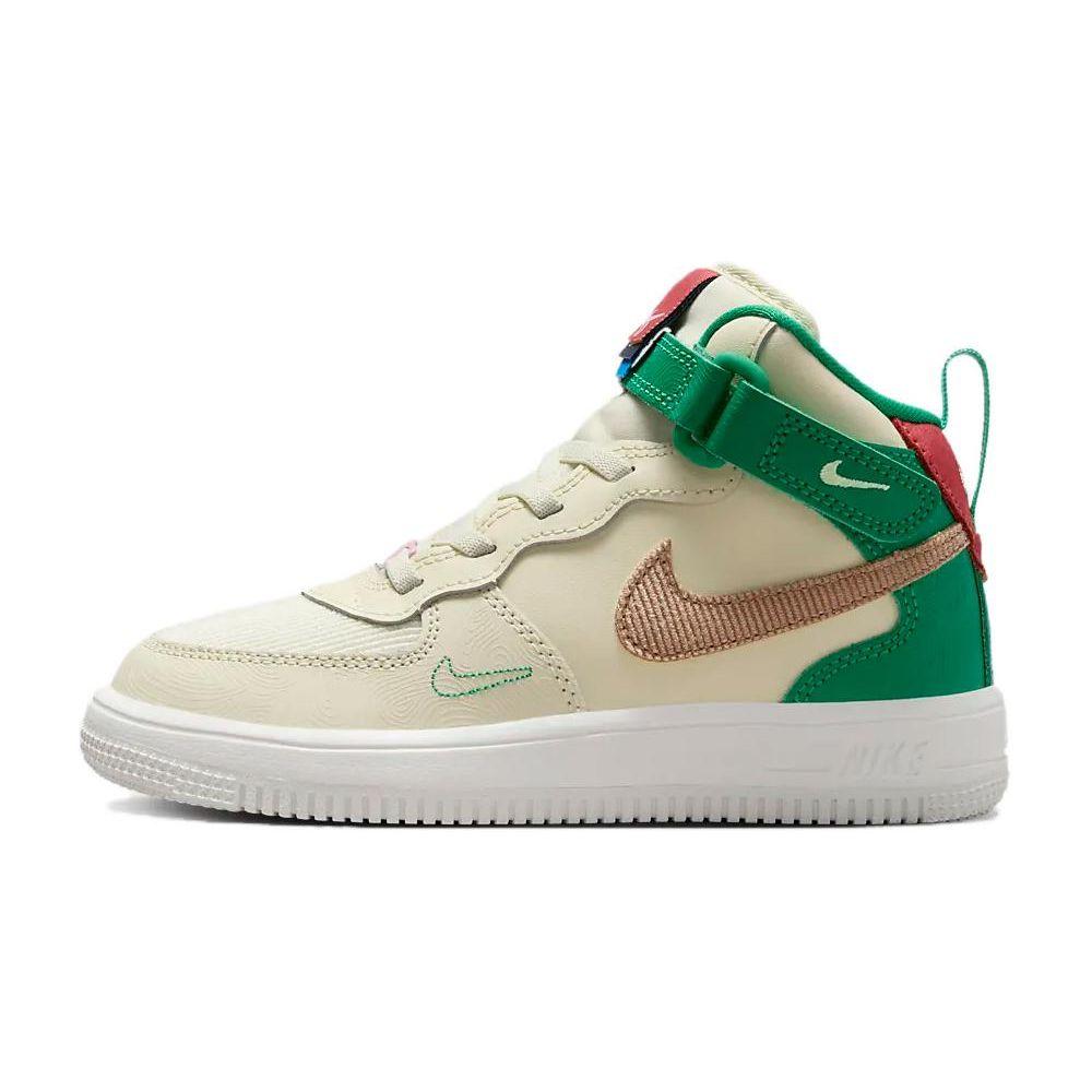 Nike Force 1 Mid EasyOn SE PS Coconut Milk Stadium Green Kinder-Sneaker Creme Pink-Rise Hanf FQ3694-100 25 beige