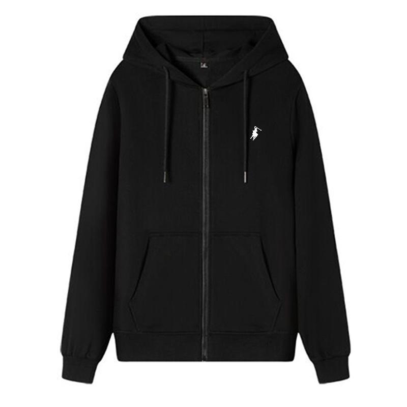 Herrenjacke mit Kapuze und langen Ärmeln und Kordelzug, Reißverschluss, einfarbig, lässige Sportbekleidung, Hoodies & Sweatshirts für Herren S schwarz