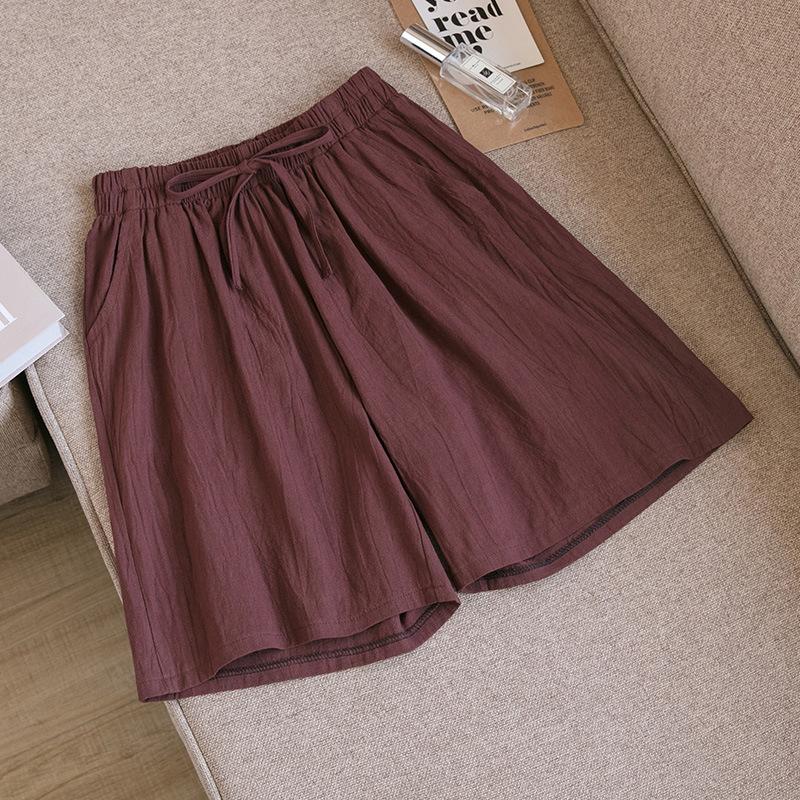 Baumwolle Leinen knielange Hose Damen Sommer atmungsaktive Shorts lässig lose Damen kurze Hose mit weitem Bein XL