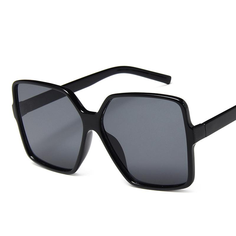 Schwarze quadratische übergroße Sonnenbrille für Damen mit großem Rahmen, bunte Sonnenbrille für Damen, verspiegelt, Oculos, Unisex, Farbverlauf, Hip-Hop-Sonnenbrille