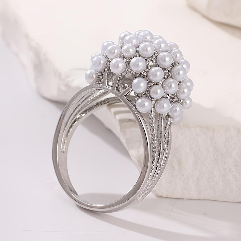 Trendiger Damenring mit eingelegten Imitationsperlen, exquisites Goldfarben-Geometrie-Design, täglicher Schmuck, Party-Schmuck, Jubiläumsgeschenk 7 gray