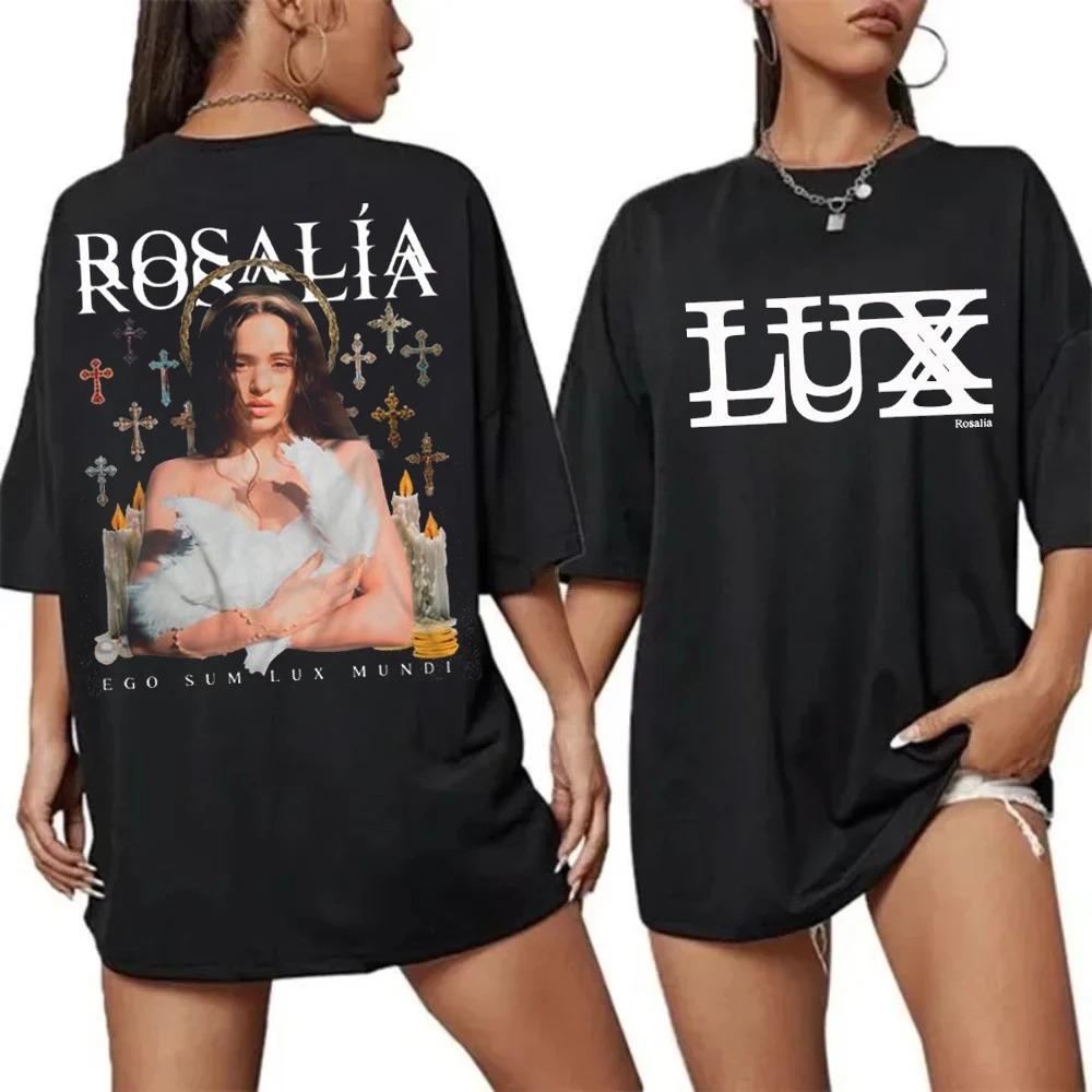 Rosalia Lux Tour 2026 T-Shirt Vintage Grafikdruck Baumwoll-T-Shirt Rosalia T-Shirt Retro Fan-Geschenk für Damen und Herren Mode-T-Shirt Tops XXL rot
