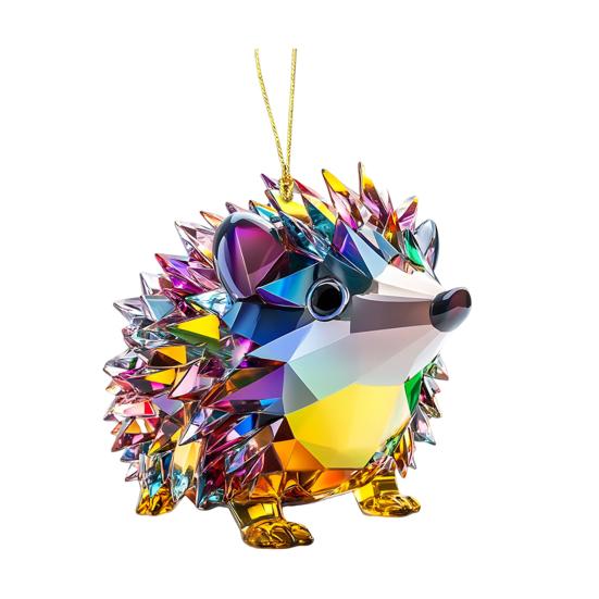 1/2 Stück Autoanhänger mit Umhängeband, einfach aufzuhängen, buntes Kristalldesign, funkelnde Acrylornamente, Igel-Hundeanhänger A