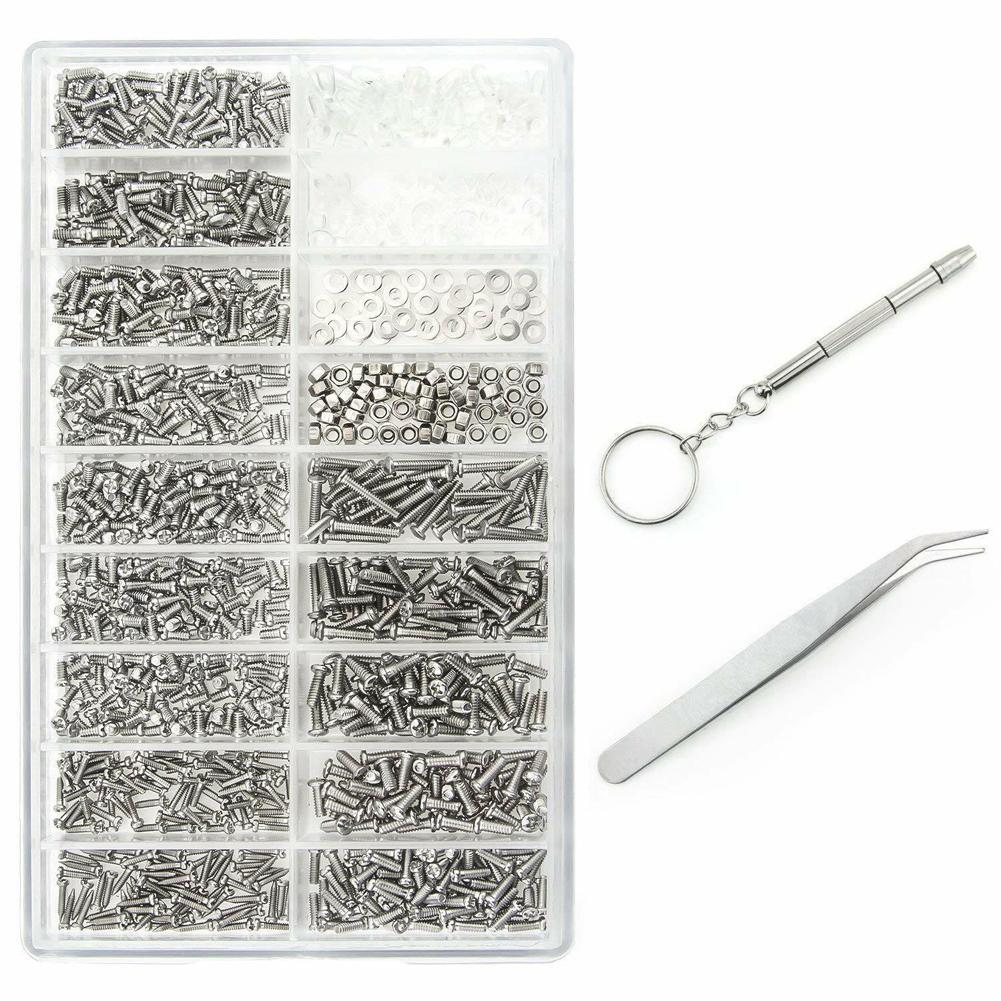 Brillen-Reparatur-Schrauben, Sonnenbrillen-Reparatur-Set, kleines Schrauben-Set, Edelstahl-Werkzeug-Set With Screwdriver Tweezers