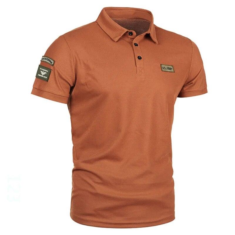 Einfarbiges Poloshirt für Herren im Sommer, lässiges Poloshirt mit kurzen Ärmeln und Revers XL orange