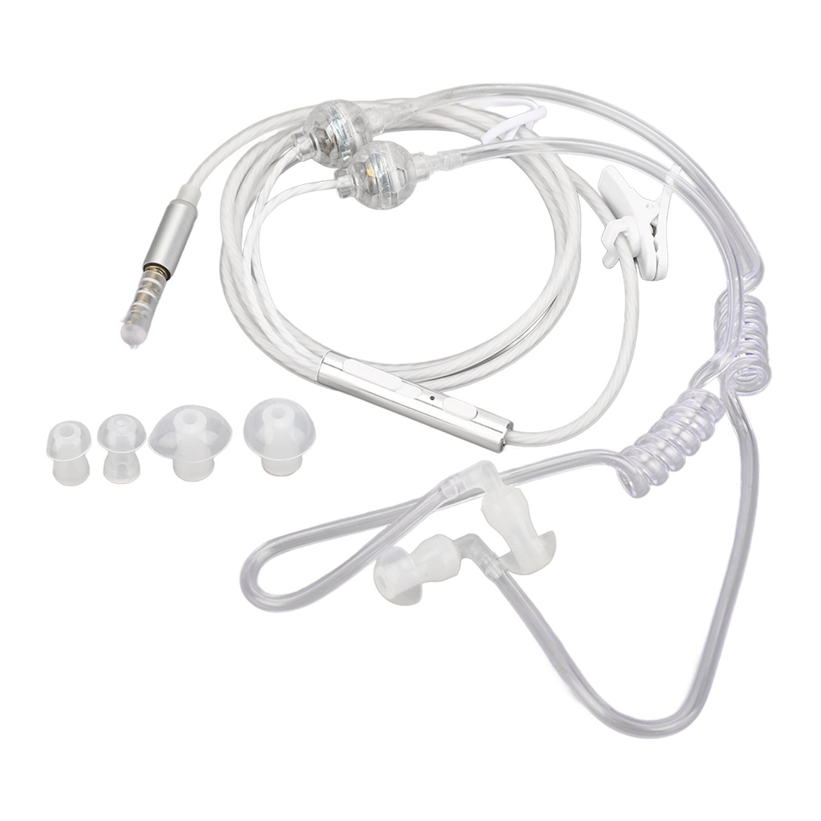 Air Tube-Ohrhörer, ergonomisch, strahlungsfrei, Geräuschreduzierung, tragbar, binaural, 3,5 mm Air Tube-Headset weiß