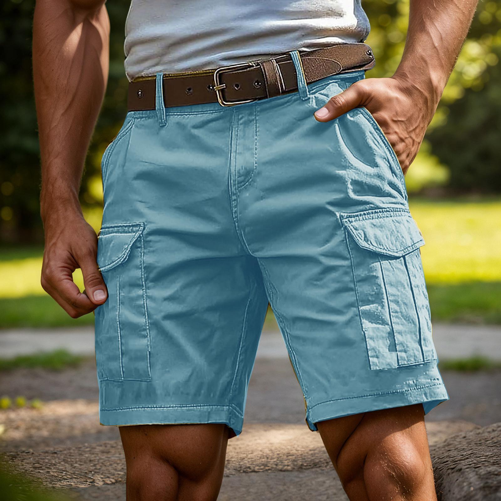 Herren Cargo-Shorts für Männer Baumwollshorts Herren Herren-Shorts Lässig mit mehreren Taschen Herren Schweißshorts Herren Shorts Lässig XXXXL hellblaue