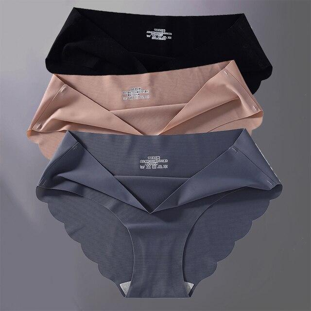 3 Teile/satz Frauen Höschen Sexy Nahtlose Unterwäsche Pantys Dessous für Weibliche Unterhose Weiche Einfarbig Low-Rise Briefs Dessous L black