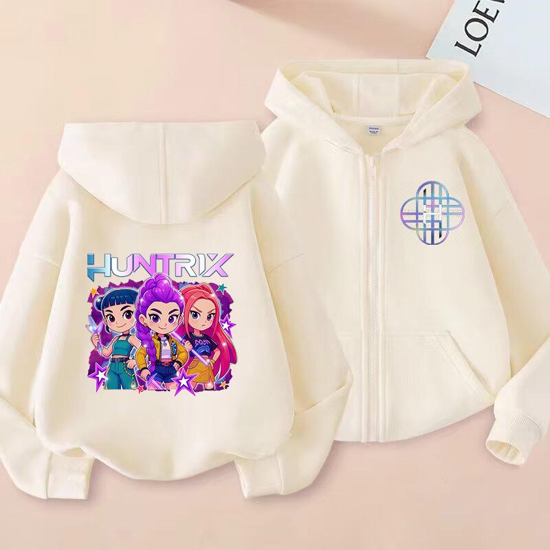 K-Pop Dämonenjäger Hoodies Huntrix Mädchen Junge Lässige Pullover Tops Zoey Rumi Mira Sweatshirt KPop Dämonenjäger Kinderkleidung 140 orange