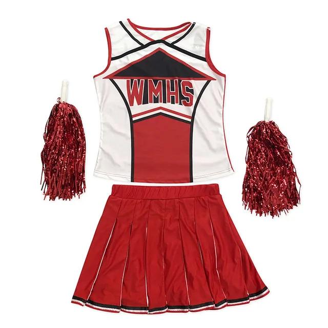 High School Glee Club Mädchen Cheerleader Kostüm Glee Stil Cheerleading Varsity Cheerleader Cheerios Kostüm Kostüm Uniform XXL rot