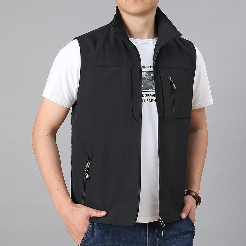 Lässige Weste Herren Locker Große Größe Frühling und Herbst Einfarbig Ärmellos Outdoor Schnelltrocknend Dicke Weste 6XL
