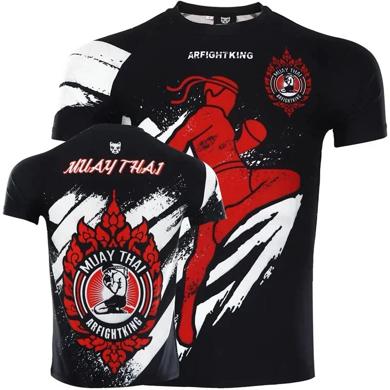 Boxen Muaythai Kickboxen Wrestling MMA UFC T-Shirt Herren Sommer Quick Dry Material Art Kurzarm Top Casual O-Ausschnitt Fitness Loose Pullover 3XL