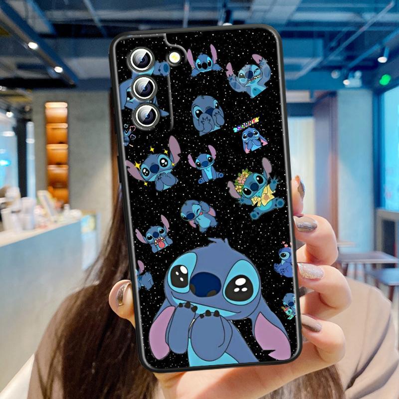 Stitch Cartoon Cute für Samsung Galaxy S24 S23 S22 S21 S20 FE S10 S10E Plus Ultra Pro Lite 5G Schwarze TPU-Telefonhülle Samsung S10 5G