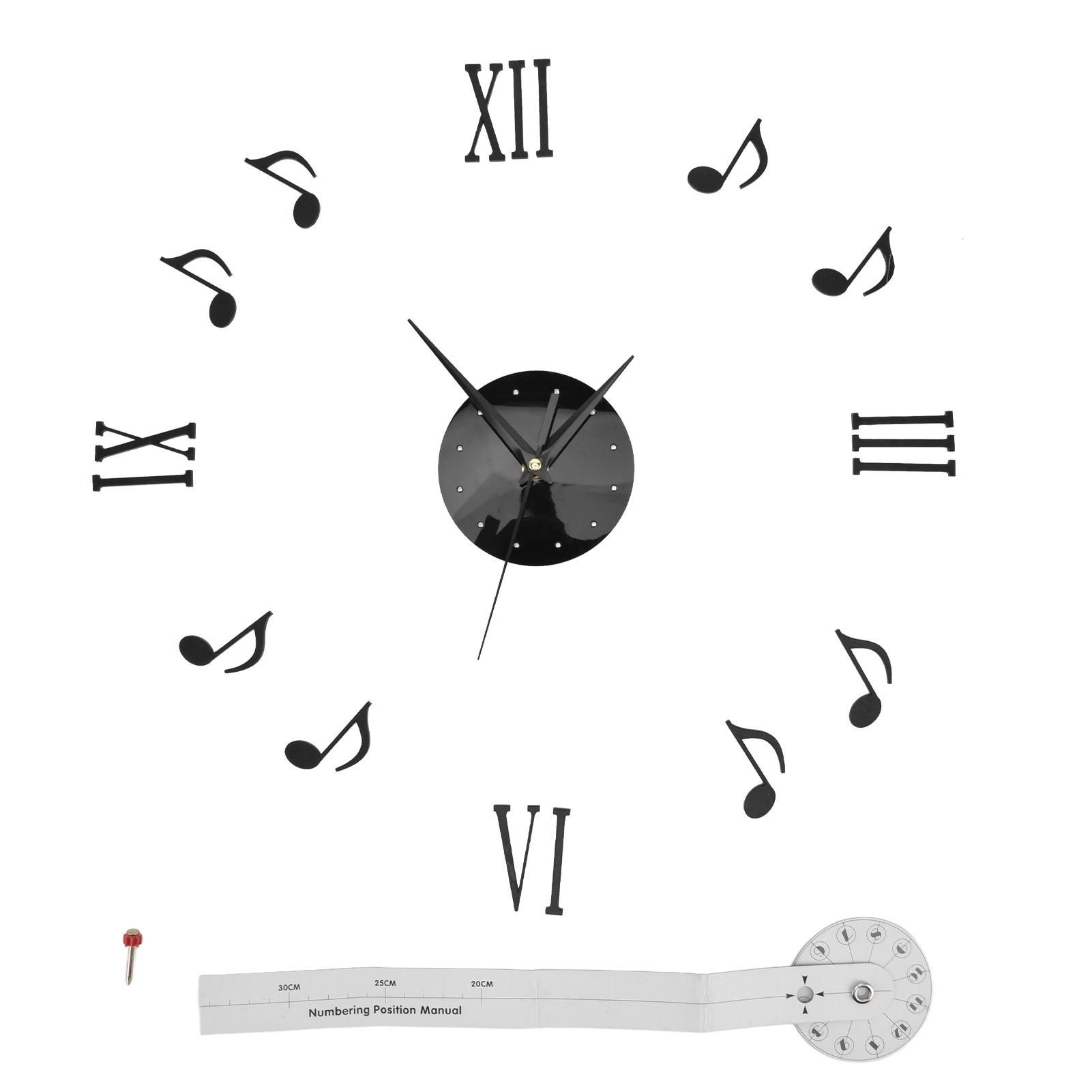 Rahmenlose Wanduhr Note Fashion 3D-Effekt Selbstklebende wasserdichte DIY einfache Wanduhr für