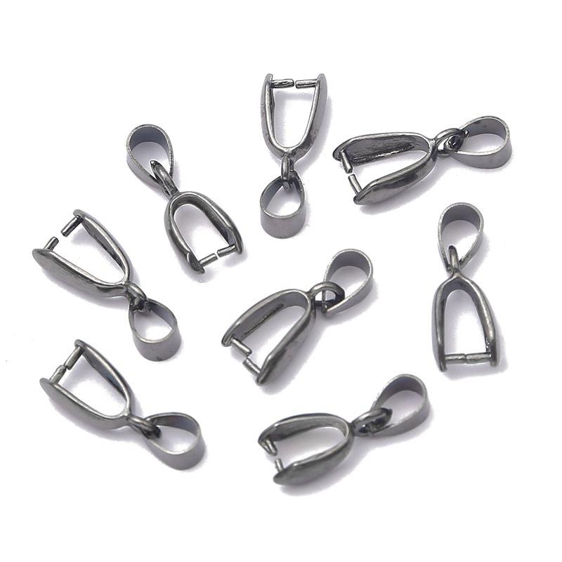 10 teile/los Anhänger Clip Verschluss Befestigen Schnalle Anhänger Stecker Kupfer Charm Bail Perlen Schmuck Erkenntnisse DIY Schmuck Machen Schmuck Zubehör 6x16mm schwarz