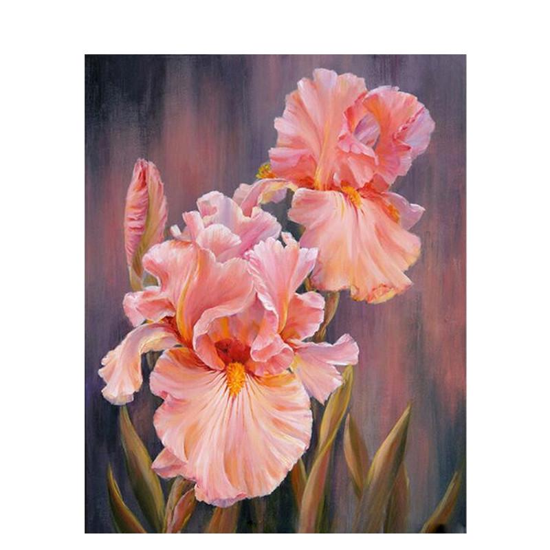 Wildblume rosa Blume DIY Malen nach Zahlen Wandkunst Bild Acryl Leinwand Gemälde für Heimdekoration 40x50cm no frame