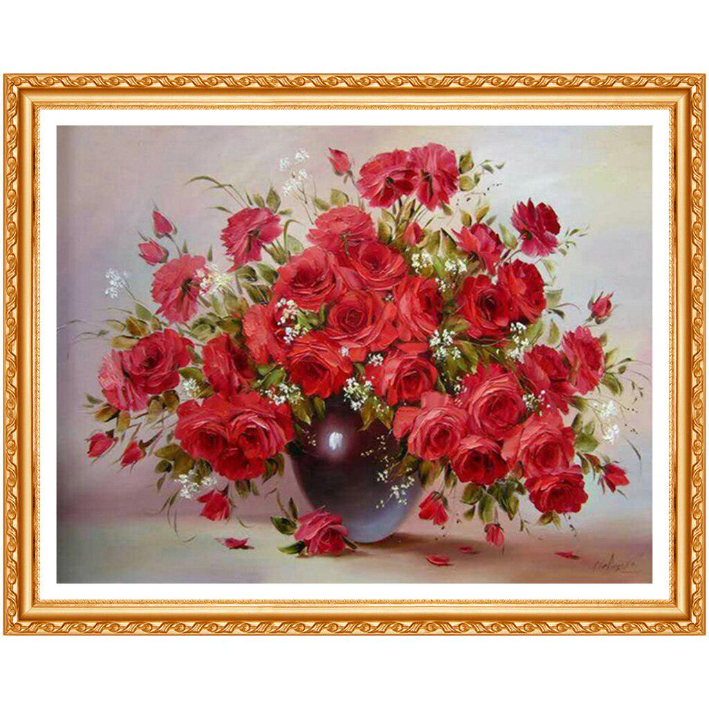 Rote Rose Diamant Malerei Kreuzstich Weihnachtsdekoration für Zuhause Floral Diamant Stickerei Wanddekoration 20X30CM white