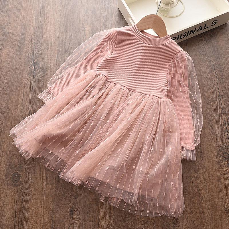 Mesh Designs Mädchen Kleid Kinder Party Kostüm Kinder Vestidos Infant Tutu Mesh Kleid Casual Baby Mädchen Prinzessin Kleid 6T rosa