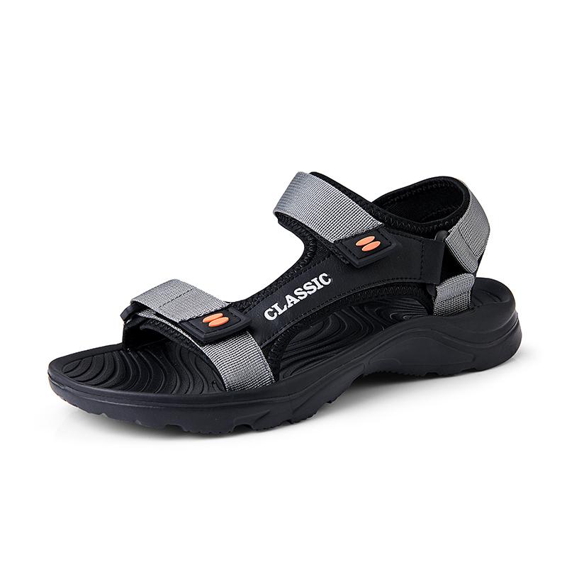 Sandalen für Herren, schnell trocknende Schuhe, Strand-Freizeitschuhe, Sommer-Outdoor-Sandalen, rutschfeste, verschleißfeste Sohle 46 grau