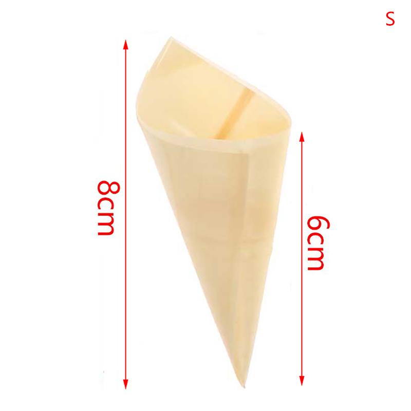 50 Stück Einweg Holz Vorspeisen-Hörnchen Eisbecher Party Süßigkeiten-Hörnchen 6.0cm*8.0cm