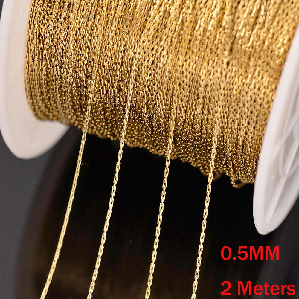 2M 10M 0,5mm Edelstahl Dünne Goldene Kabelglieder Schlangen Kette für DIY Halskette Ohrringe Fußkettchen Schmuckherstellung Zubehör Großhandel