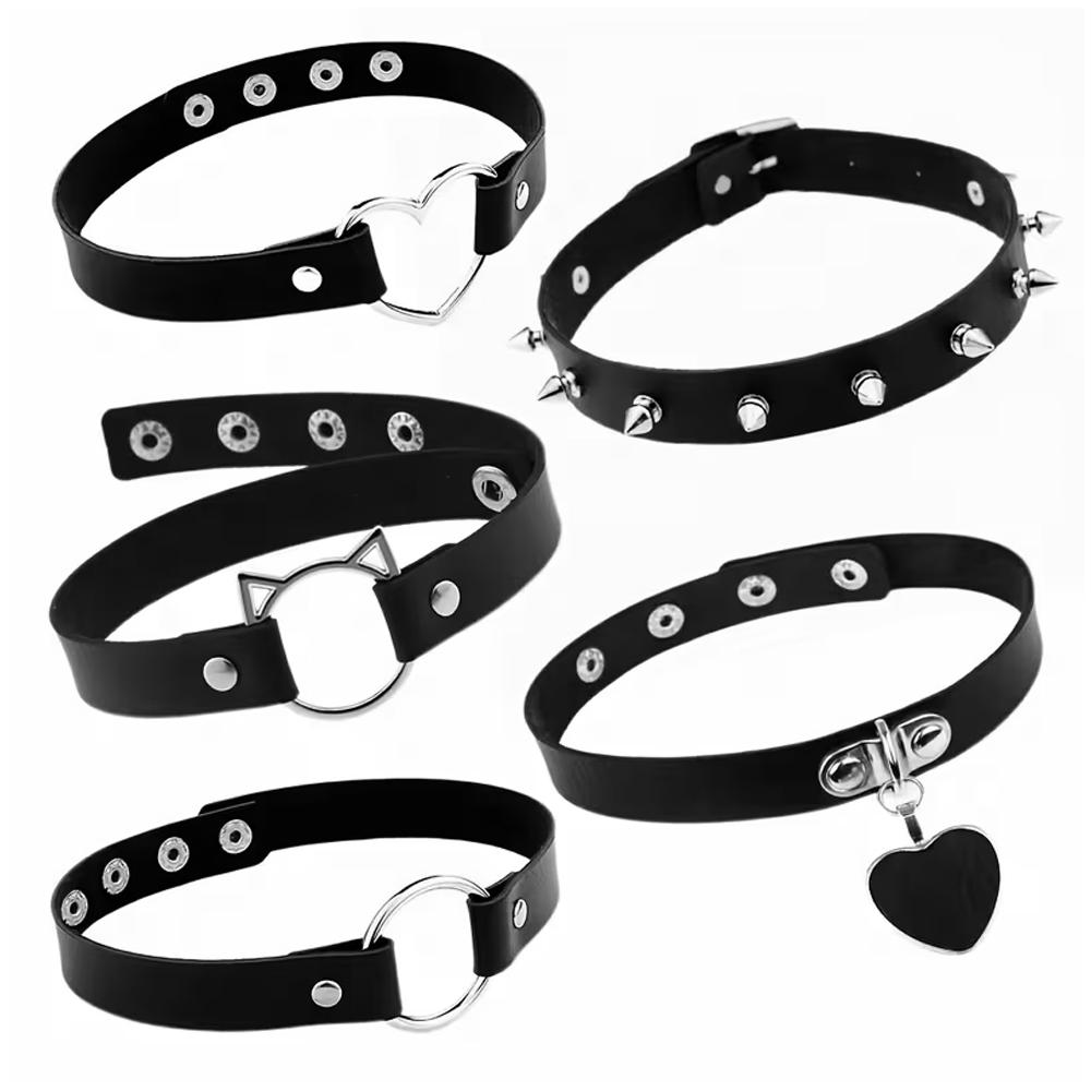 Punk-Stil Herzförmige Halskette, Modische und Katzenkopf-Halskette Für Cosplay, Street Style Für Mädchen, Halskette black