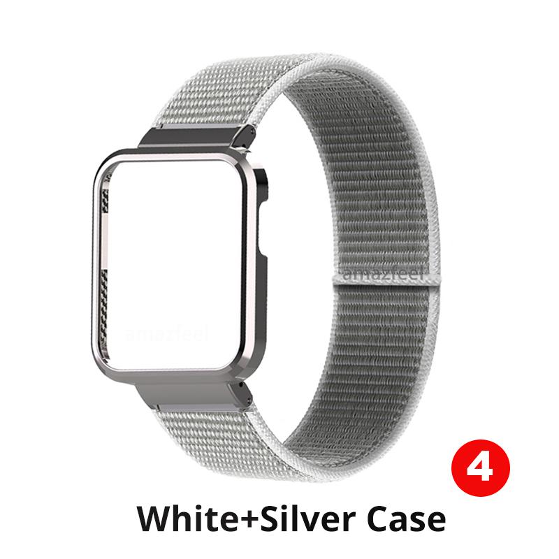 Nylon Armbänder Für Xiaomi Mi Uhr Lite Fall Strap Metall Protector Für Redmi Uhr 2 Lite / Mi Uhr Lite stoßstange Correa Band For Mi Watch Lite weiß