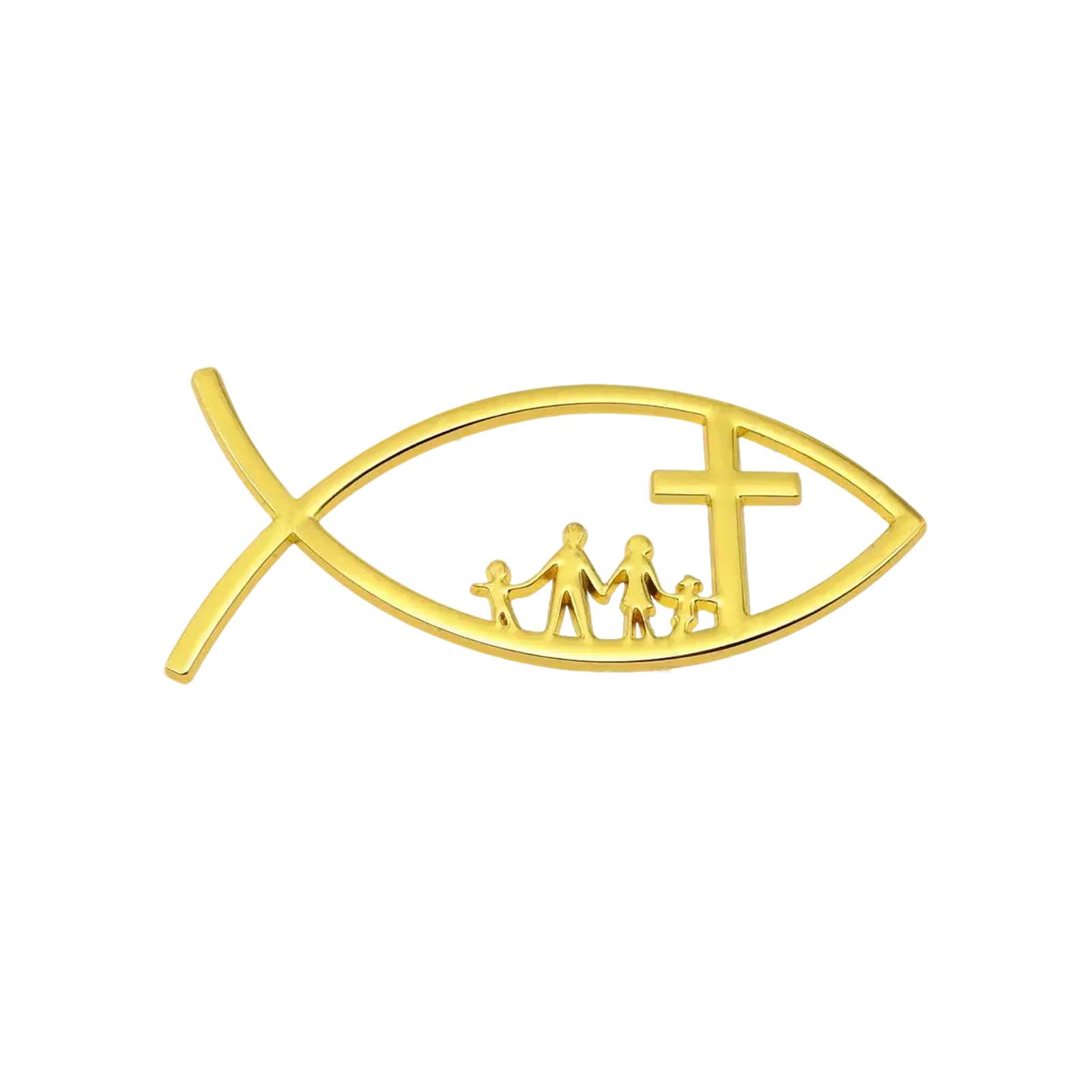 Christliches Kreuz Fisch Emblem Aufkleber 3D Auto Jesus Fisch Aufkleber für Autoscheibe Stoßstange Automobil Jesus Fisch Abzeichen