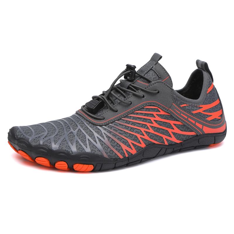 Wanderschuhe Barfußschuhe Damen Herren Pro Wasserschuhe Damen Herren Barfuß Wanderschuhe Reiseschuhe Breite Zehenbox Rutschfeste Atmungsaktive Zero Drop Schuhe 38 graue/orange
