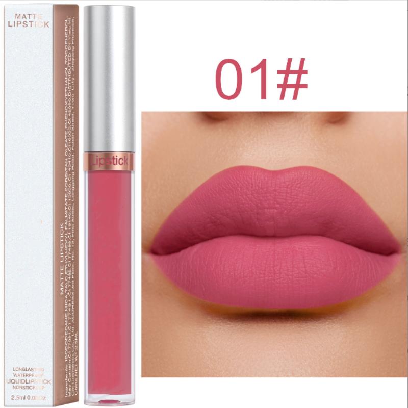Wasserfester flüssiger Lippenstift, Lippen-Make-up, matter samtiger Lippenstift, Lipgloss, Rot, sexy Kosmetik, Nude, 18 Farben, langanhaltend, hinterlässt keine Spuren