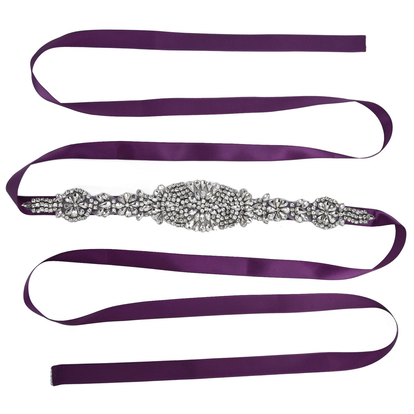 Strass Hochzeitskleid Gürtel Eleganter Taillengürtel Kleider Accessoires für Braut BrautjungferLila violett