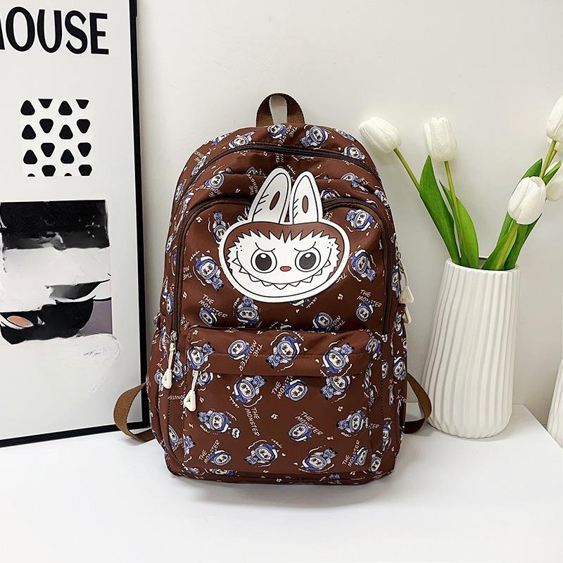 Neue Labobo Junior High School Schultaschen Niedliche Cartoon Lastreduzierung Mädchen Rucksäcke Hochwertiges Nylon Wasserdicht Doppelschulter Büchertasche kaffeebraun