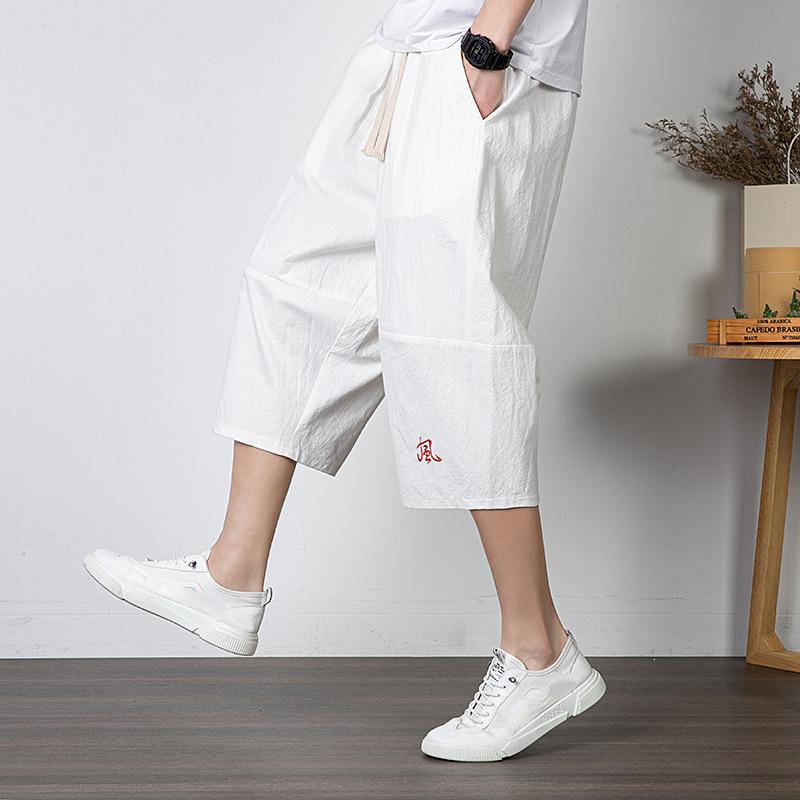 Hosen Große Größe Sommer Männer Baumwolle Hohe Große Größen Breite Bein Leinen Hose Übergroße Jogger Hosen Männlich Plus größe Lose Hosen Männer XXXXL weiß