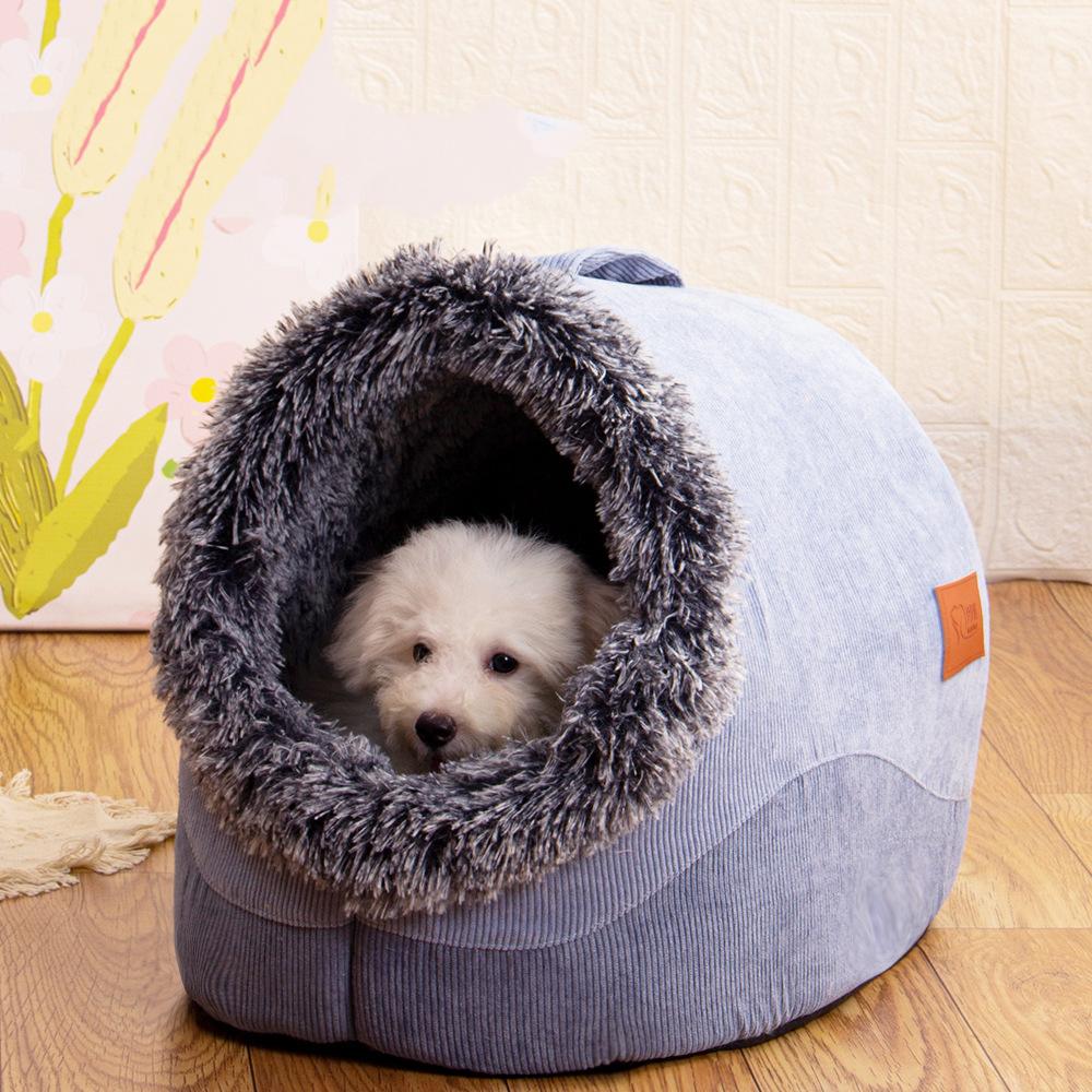 Haustier Warm Slipper Nest Weich Klein Katze Hund Bett Niedlich Bequeme Hausschuhe Geformt Halbgeschlossen Verdicktes Kissen Bett Haustierbedarf M