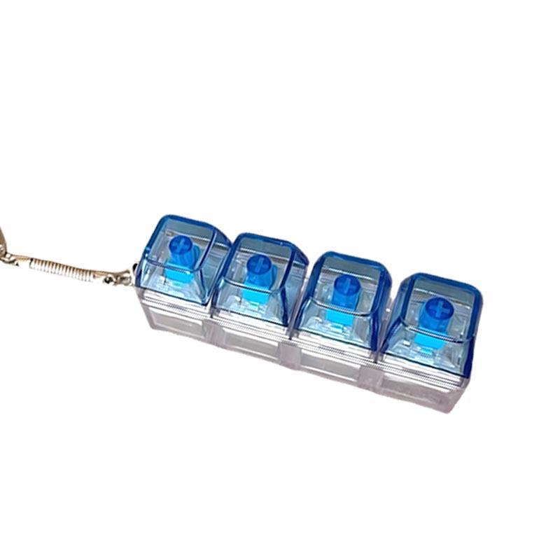 LED Tastatur Schlüsselanhänger Fidget Spielzeug Kristall Klicker Sensorisches Spielzeug zum Stressabbau Tastatur Schlüsselanhänger Fidget Gadget für Erwachsene Kinder
