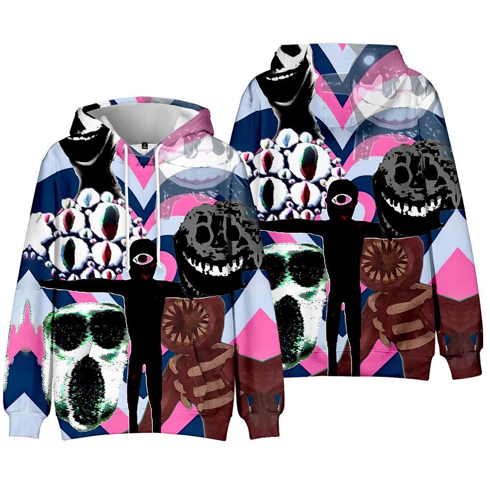 16 Farben Damen Herren Türen Roblox Figur Cartoon Print Kapuzenpullover Rundhals Sweatshirts Mann Reise Pullover Männlich Oberteil Streetwear Outdoor Trainingsanzug XXL rose rot