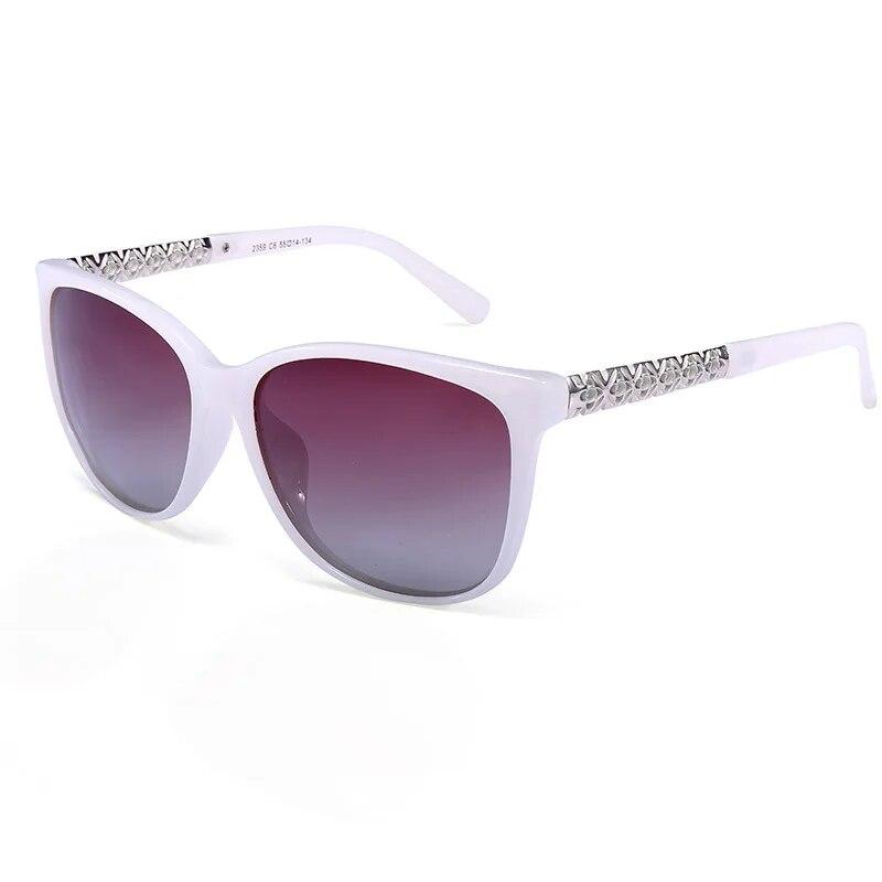 Modische polarisierende Sonnenbrille für Damen, einzigartig gestaltete UV-400-Sonnenbrille, Outdoor-Brille weiß