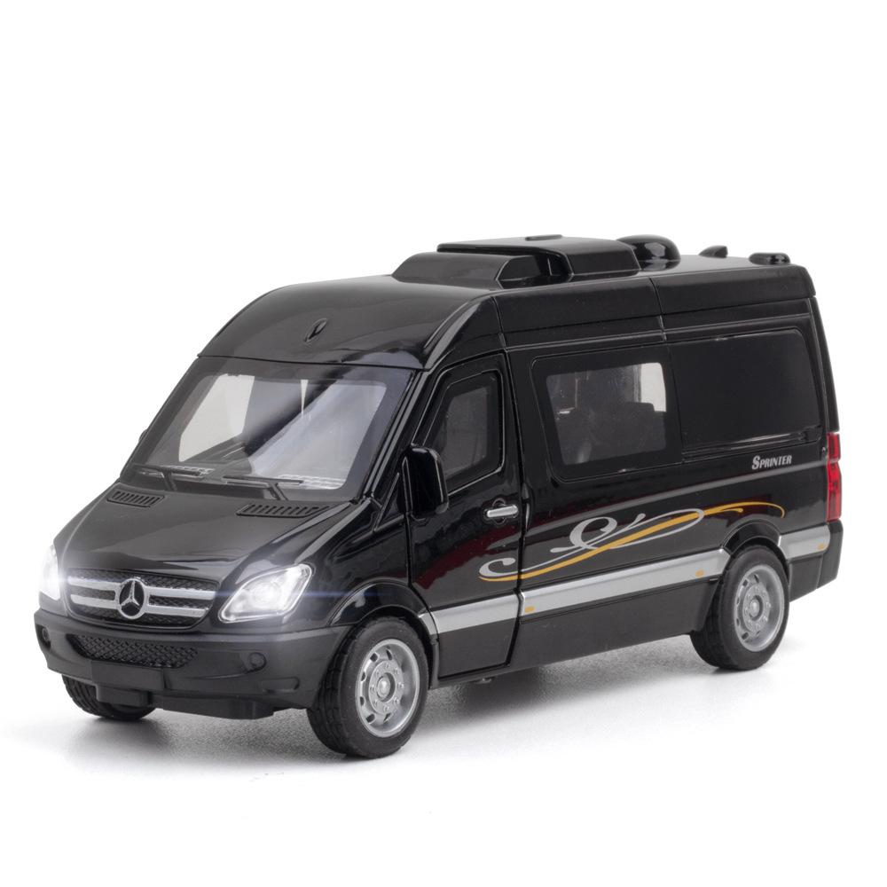 1/32 Benz MB Sprinter MPV Van Spint Wohnmobil Legierungsauto Modell Diecasts Metall Spielzeugauto Simulation Sound und Licht Kinderspielzeug Sammlerstücke Geschenke schwarz