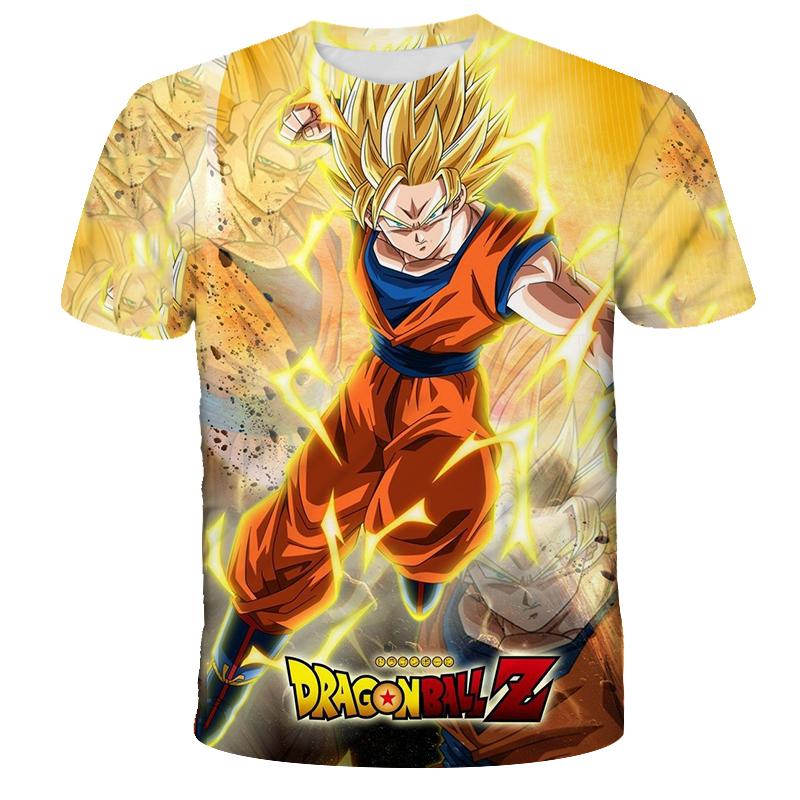 Anime Dragon Ball Son Goku 3D-Druck Kinder T-Shirt Sommermode Casual T-Shirt Junge Mädchen Unisex Kinderkleidung T-Shirt Tops 110