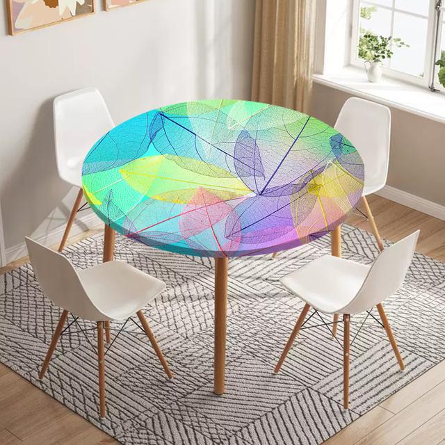 Runde Tischdecke mit Skelett-Blättern, wasserfest, Esstisch-Dekoration, Zubehör, klassisches Muster, Tischdecke, Küchendekoration diameter 160cm