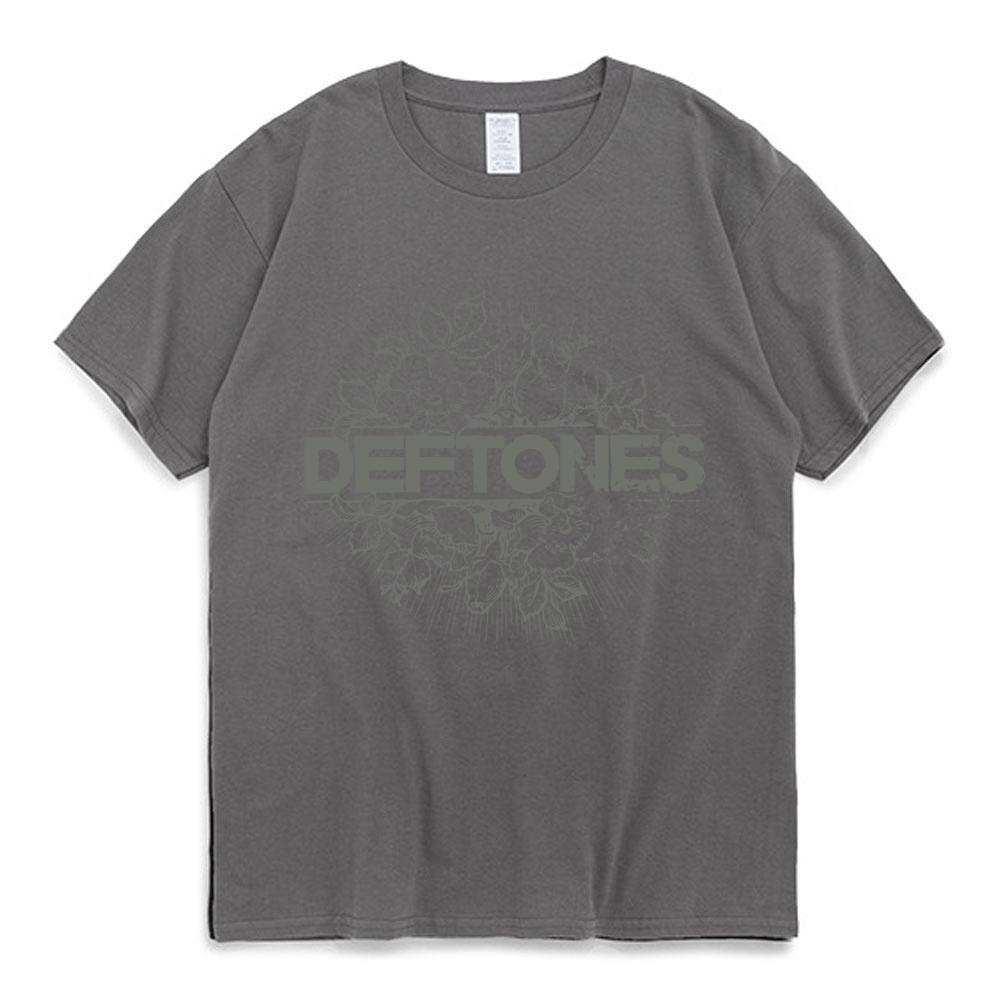 Punk Metal Rock Band Deftones Floral Burst Bild T-shirt Männer Straße Vintage Casual Baumwolle T Shirt Gothic Harajuku T Hemd männlich L dunkelgraue