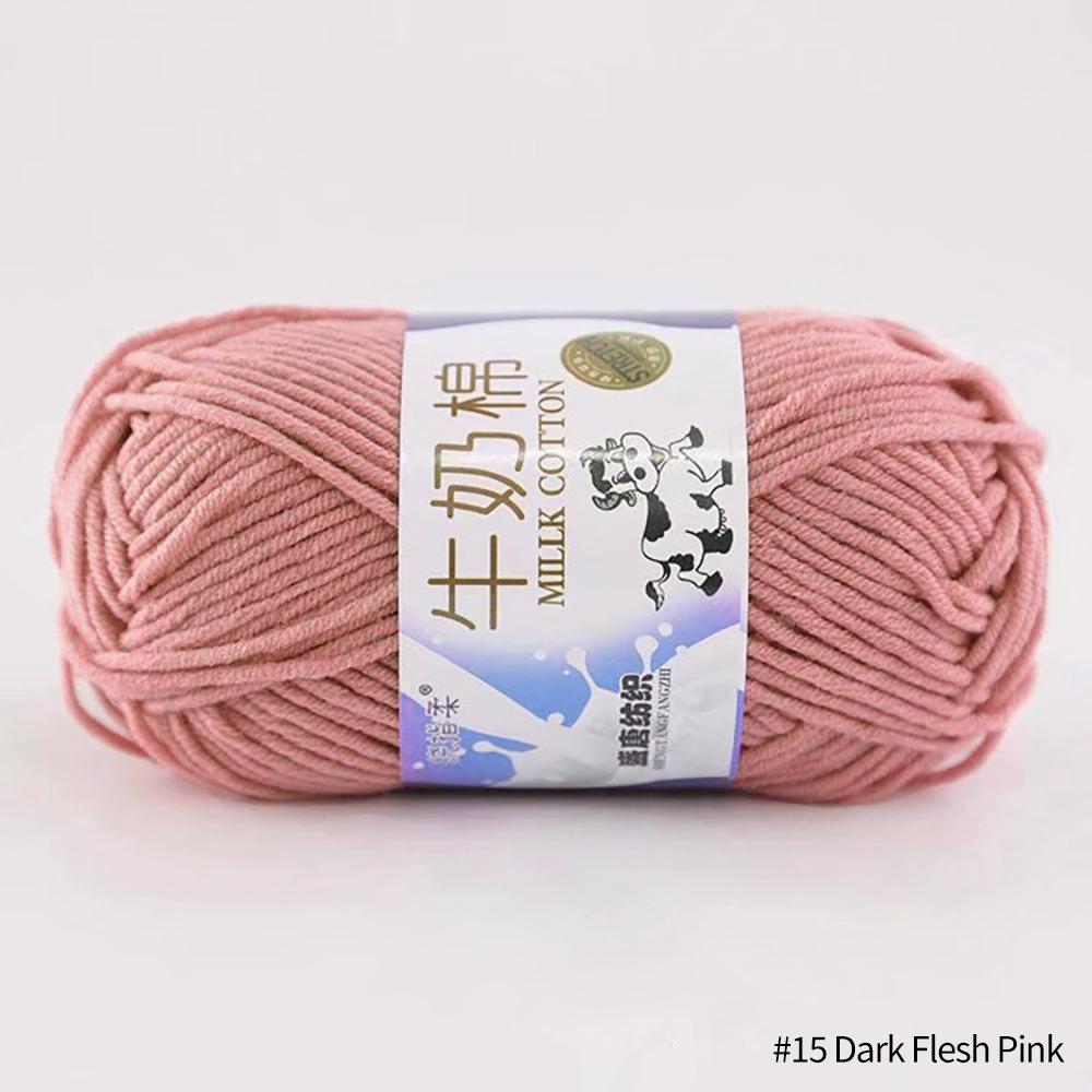 FEIJIEAST 50 g/Rolle Milch-Baumwollgarn, 5-lagig, Handstrickgarn, weich, warm, DIY-Baumwollfäden, Babywolle zum Handstricken, Häkelgarn dunkel rosa