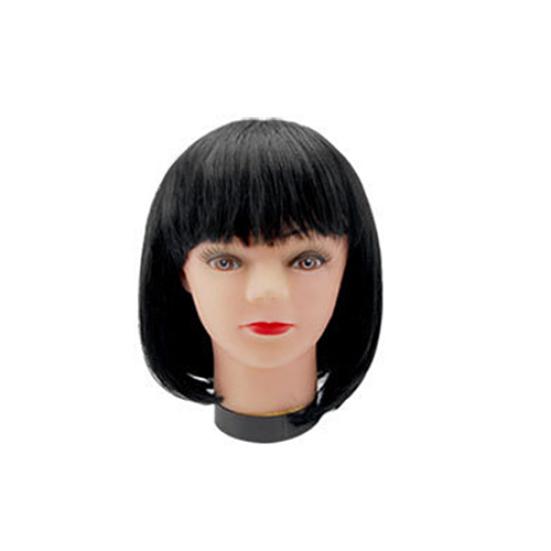 Damen-Perücke mit Pony, kurz, Bobo-Stil, Cosplay-Haarteil, Party-Perücke schwarz